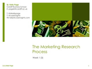 The Marketing Research Process Week 1 (3) Dr. Kelly Page Cardiff Business School E: pagekl@cardiff.ac.uk T: @drkellypage T: @caseinsights FB: kelly@caseinsights.com 