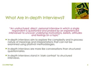 Depth Interviews in Applied Marketing Research | PPT