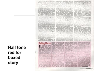 Half tone
red for
boxed
story
 