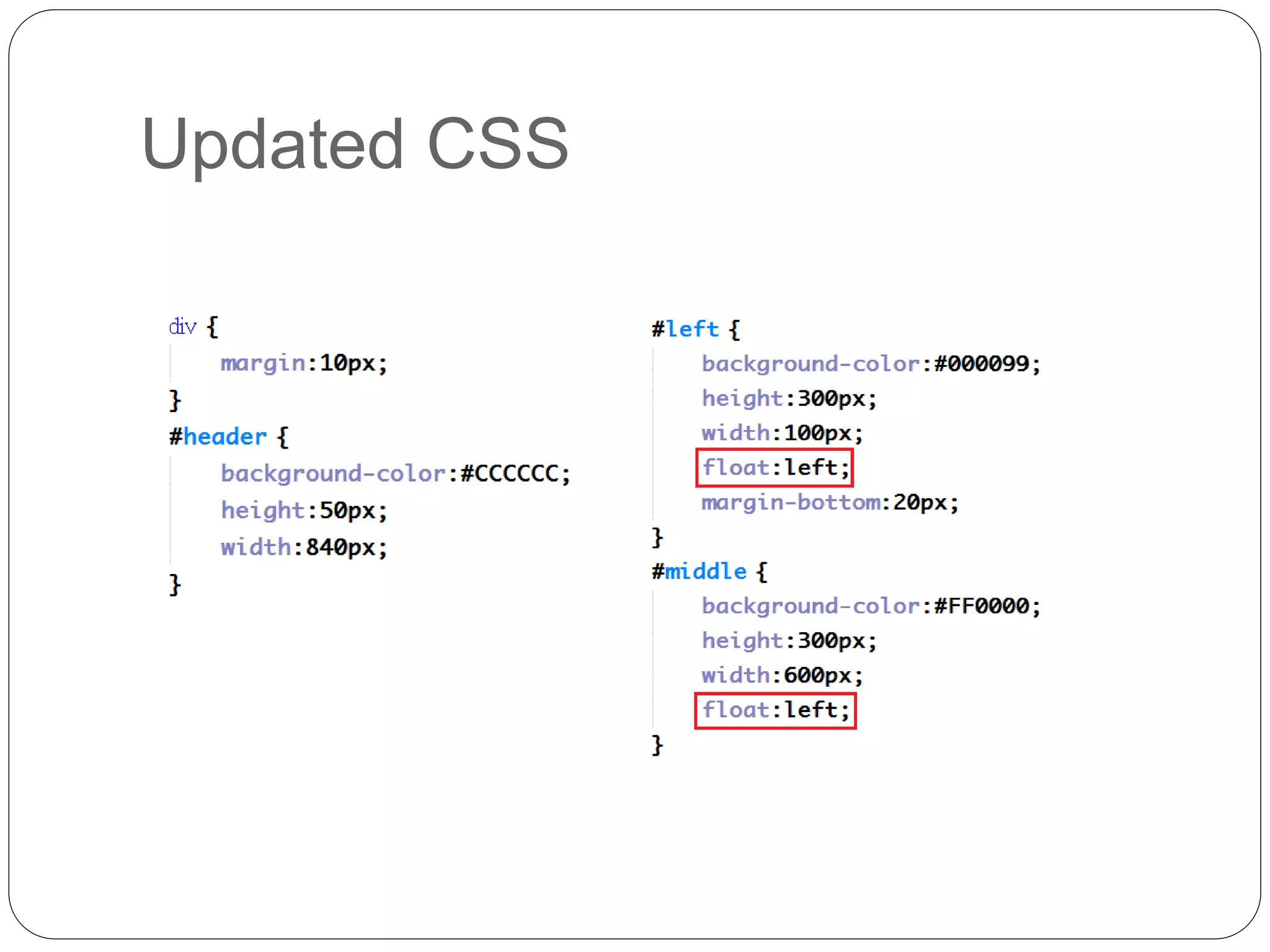 Updated CSS
 