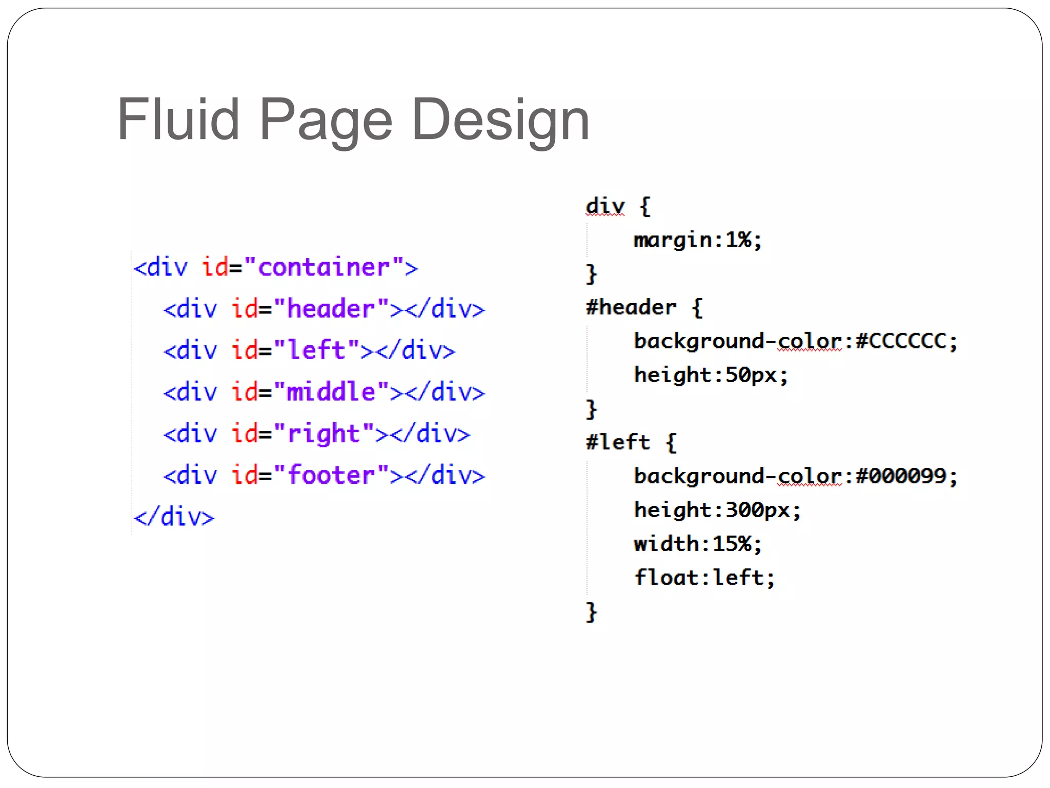 Fluid Page Design
 