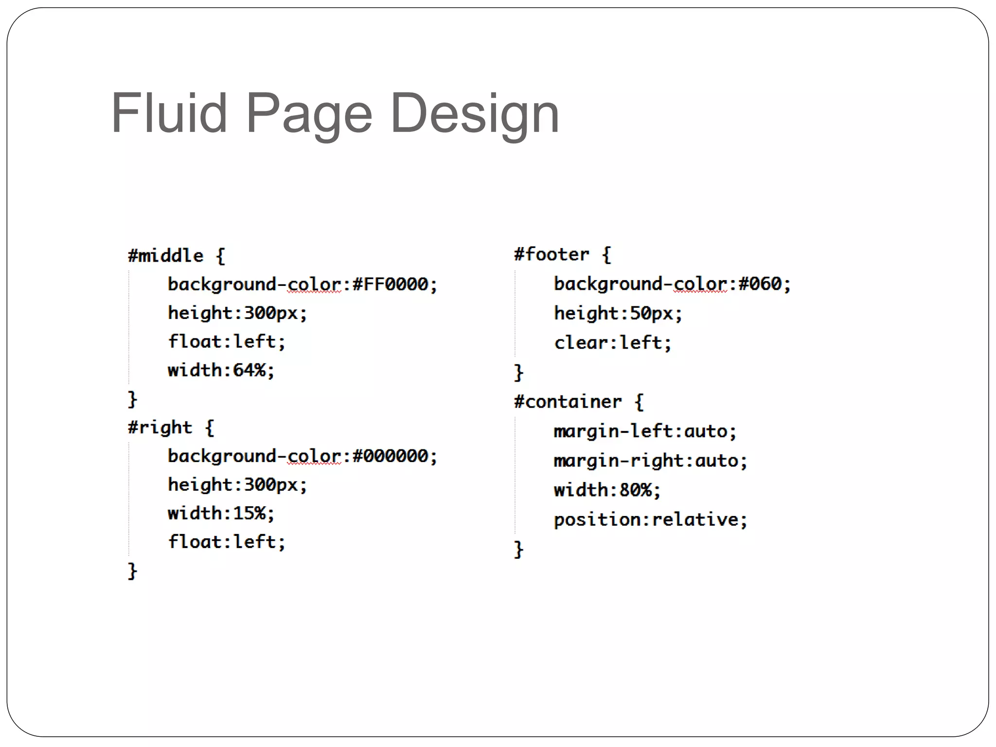 Fluid Page Design
 