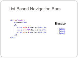 List Based Navigation Bars
 