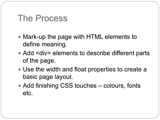 Page layout with css | PPTX | Web Design and HTML | Internet