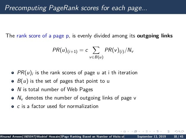 PageRank algorithm (based on Number of Visits of Links)