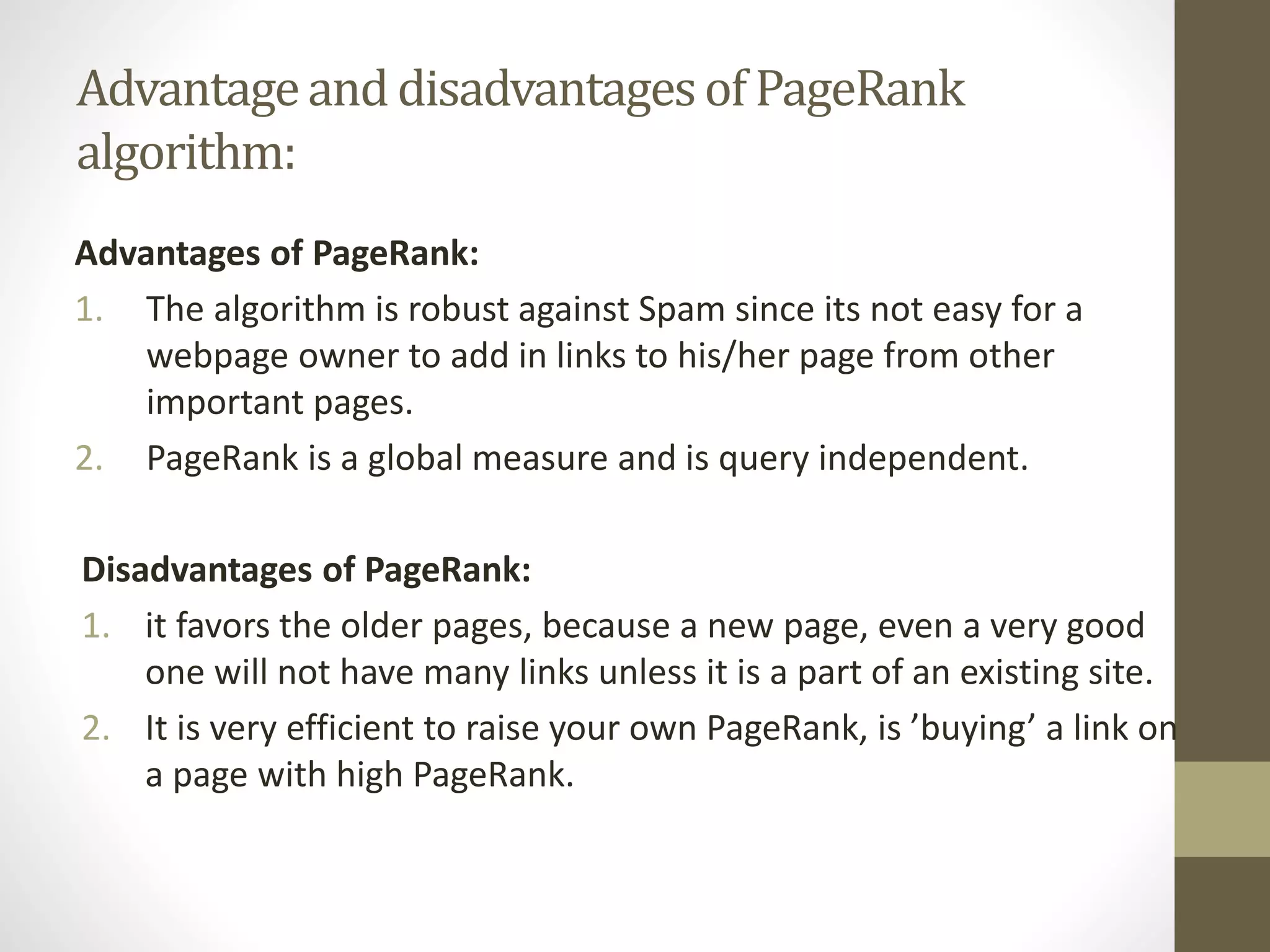 PageRank Algorithm In data mining | PPTX | Search | Internet