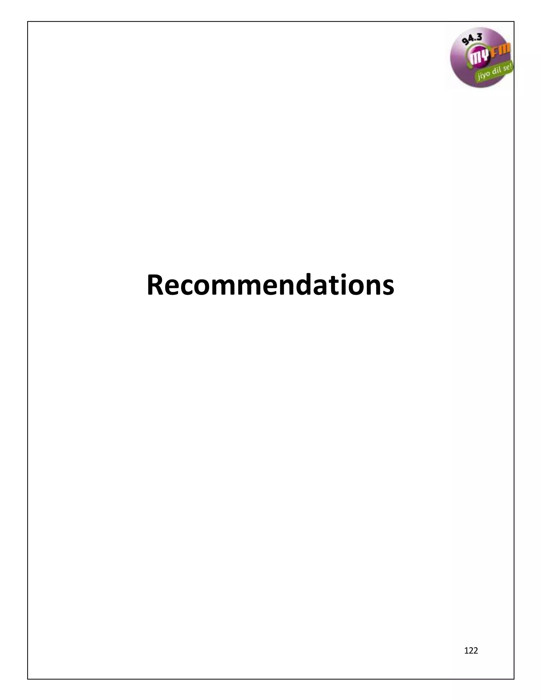 122
Recommendations
 