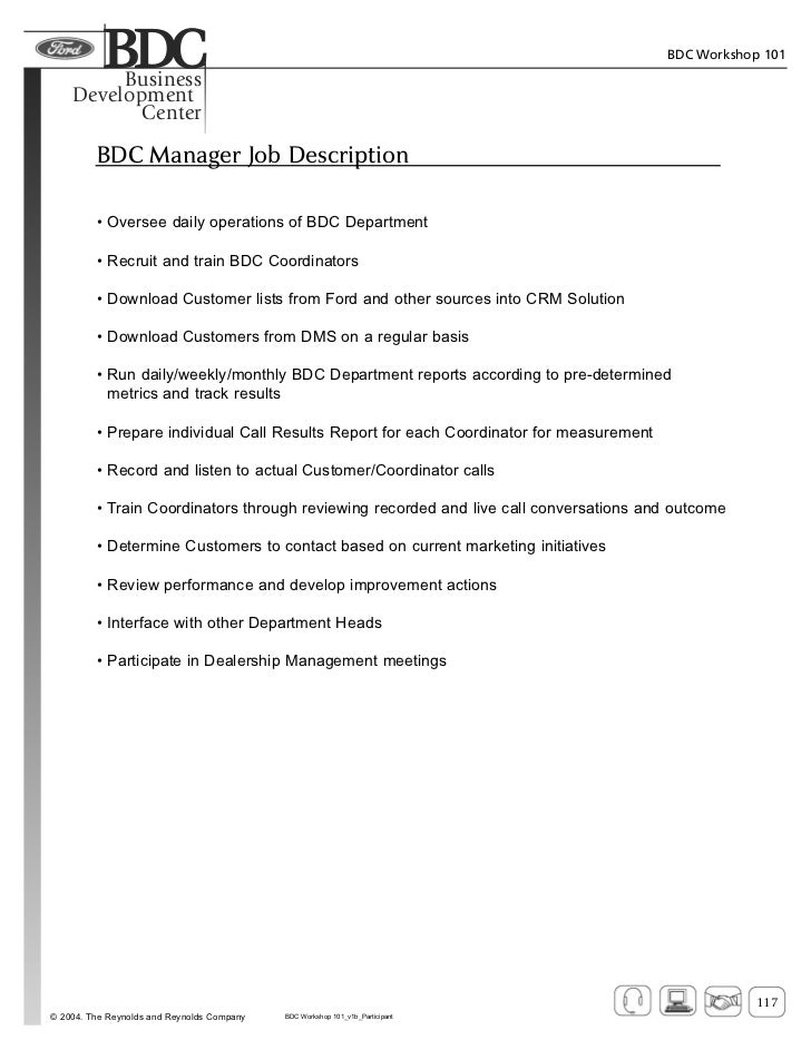 Bdc manager resume