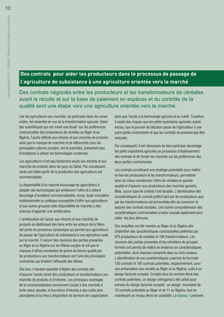 Contracts to help farmers step up to market-oriented agriculture by linking them to markets (French)