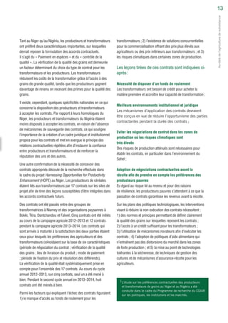 Contracts to help farmers step up to market-oriented agriculture by linking them to markets (French)