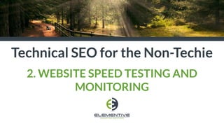 Technical SEO for the Non-Techie
2. WEBSITE SPEED TESTING AND
MONITORING
 