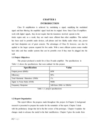 mini project on CLASS D AUDIO POWER AMPLIFIER | DOCX
