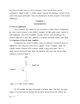 mini project on CLASS D AUDIO POWER AMPLIFIER | DOCX