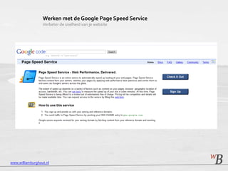 Werken met de Google Page Speed Service Verbeter de snelheid van je website www.williamburghout.nl 