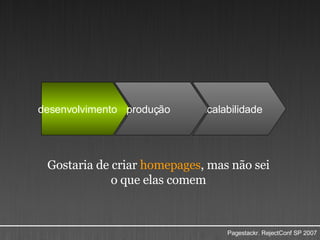 escalabilidade Gostaria de criar  homepages , mas não sei o que elas comem desenvolvimento produção 