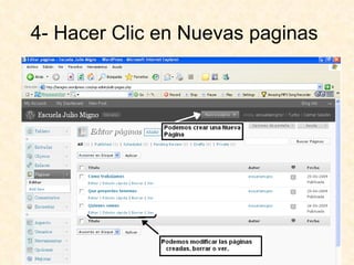 4- Hacer Clic en Nuevas paginas