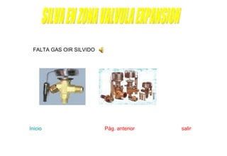 SILVA EN ZONA VALVULA EXPANSION FALTA GAS OIR SILVIDO Inicio    Pág. anterior  salir 