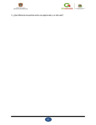 5
3. ¿Qué diferencia encuentras entre una página web y un sitio web?
 