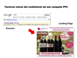 Factores claves del rendimiento de una campaña PPC




                                          Landing Page

Anuncio
 
