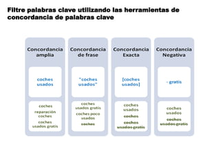 Filtre palabras clave utilizando las herramientas de
concordancia de palabras clave
 