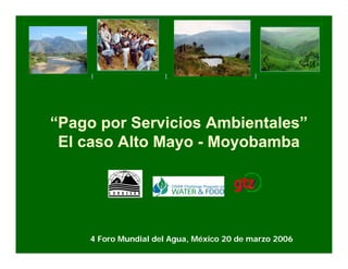 “Pago por Servicios Ambientales”
El caso Alto Mayo - Moyobamba
4 Foro Mundial del Agua, México 20 de marzo 2006
 