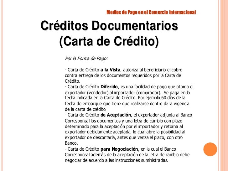 Acreditivo Carta De Crédito O Crédito Documentario 