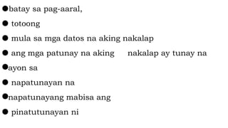 Leksyon tungkol sa Pagpapatunay para sa Filipino | PPTX