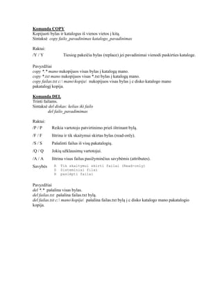 Pagrindines dos komandos | PDF