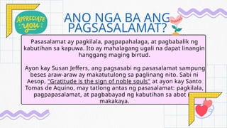 Pagsasalamat ng ESP subject module 1 grade 9 | PPTX