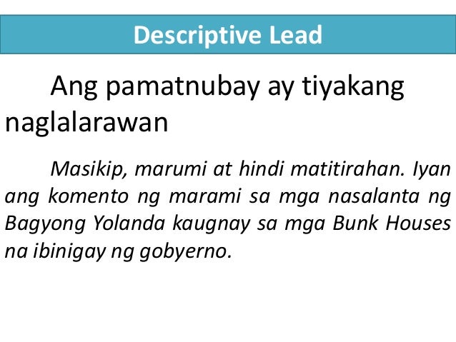 Pamatnubay Na Salita Halimbawa Pagsulat ng balita