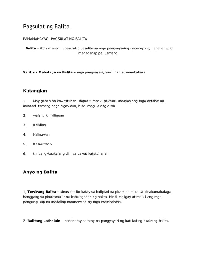 Pagsulat ng balita at pamamahayag