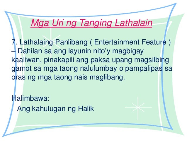 mga halimbawa ng lathalaing panlibang Lathalain halimbawa, mga halimbawa ng lathalain sa pahayagan, halimbawa ng lathalaing pabalita (news feature), pagsulat ng lathalain winning piece, halimbawa ng lathalain tungkol sa edukasyon, lathalain tungkol sa kaibigan, lathalain tungkol sa pag-ibig, lathalain tungkol sa kalikasan, halimbawa ng feature writing tagalog. mga halimbawa ng lathalaing panlibang Lathalain halimbawa, mga halimbawa ng lathalain sa pahayagan, halimbawa ng lathalaing pabalita (news feature), pagsulat ng lathalain winning piece, halimbawa ng lathalain tungkol sa edukasyon, lathalain tungkol sa kaibigan, lathalain tungkol sa pag-ibig, lathalain tungkol sa kalikasan, halimbawa ng feature writing tagalog.