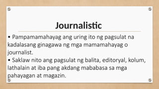 Journalism Examples Tagalog Comprehensive Guide to Reading and Writing Skills in Filipino Language ...