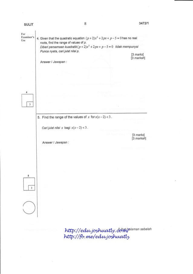 bank soalan percubaan matematik tambahan 2013 pahang