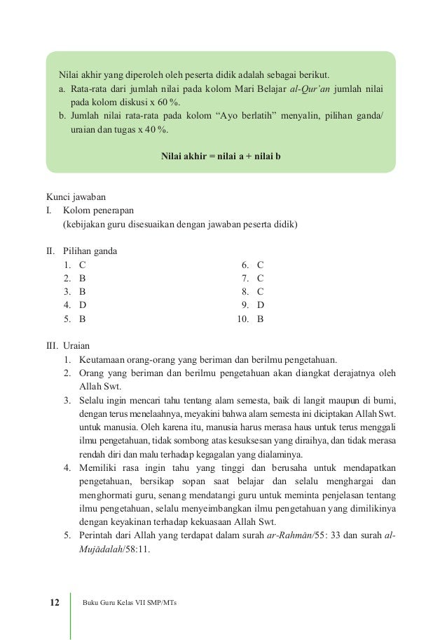 Kunci Jawaban Agama Kelas 8 Halaman 127 Sampai 130 Kunci