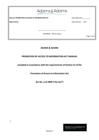 PAIA MANUAL | ADAMS & ADAMS | PDF