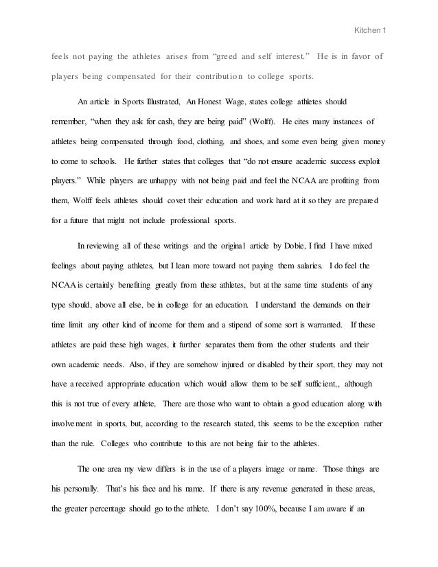 Paying college athletes essay research paper