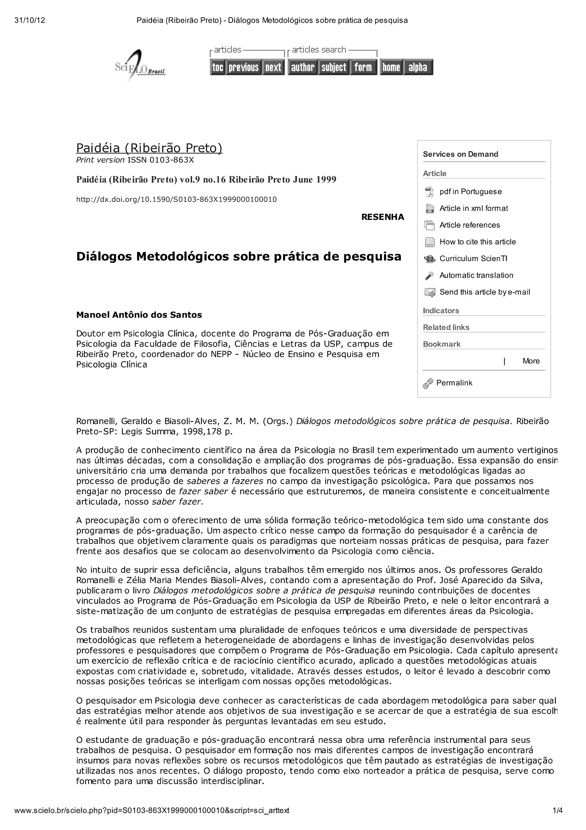 Paidéia (ribeirão preto)   diálogos metodológicos sobre prática de pesquisa