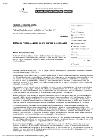 Paidéia (ribeirão preto)   diálogos metodológicos sobre prática de pesquisa