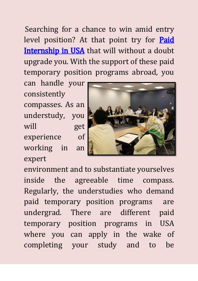 Paid Internship in Chicago, USA International Students USA