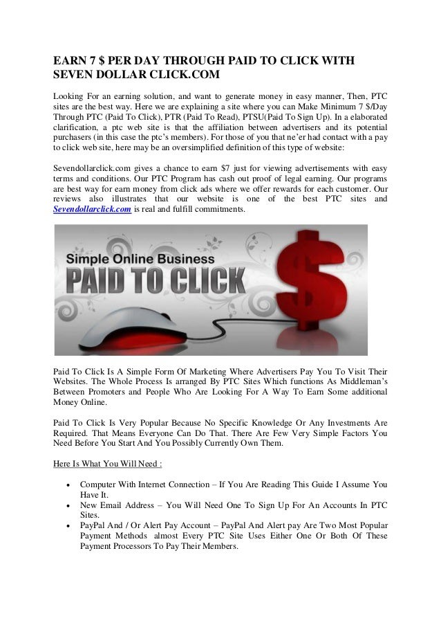 How Earn 7 Per Day Through Paid To Click With Sevendollarclick Com