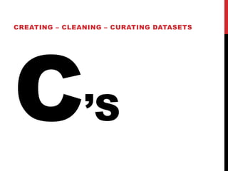 ’S
CREATING – CLEANING – CURATING DATASETS
 