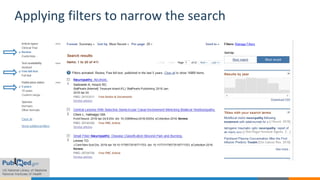 Applying filters to narrow the search
 