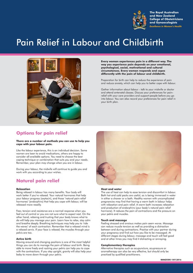 Pain relieflabourchildbirthpamphlet