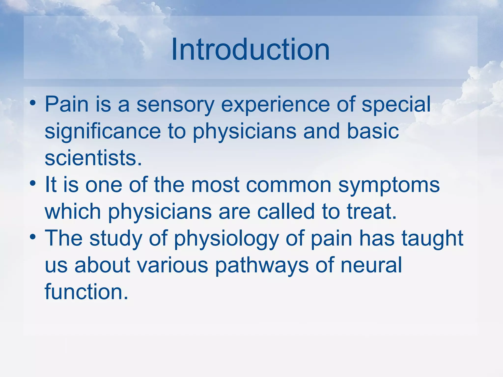 Pain Course Introduction Pain and its pathways | PPT