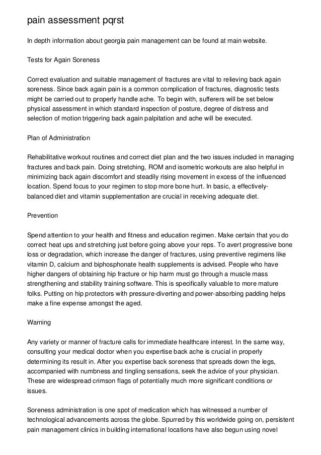 Pain Assessment Pqrst