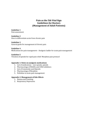 Pain as the 5 th vital sign guidelines for doctors | PDF