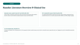 NANOFAT
Nanofat: Literature Overview & Clinical Use
Systematic review, nanofat in knee OA. Front Cell Dev Biol. 2025.
Clinical studies consistently reported pain relief and functional improvement with nanofat in
knee OA; adverse events limited to localized injection-site pain and inflammation.
SVF vs Nanofat RCT protocol. World J Exp Med. 2025.
An ongoing double-blinded randomized trial (Trichy, India) is directly comparing SVF and
nanofat for knee OA at 12 months using VAS, KOOS, WOMAC, and MRI cartilage mapping.
Curr Pain Headache Rep. 2024;28:27-35.
A review of orthopedic stem-cell approaches for OA management situates nanofat among current trends in minimally invasive regenerative joint care, flagging the need for standardized preparation
protocols.
Dr. Smrutirekha Hota | MD, FIPP, CIPS, EDPM, FIPM | Fellow Teaching Session 21
 