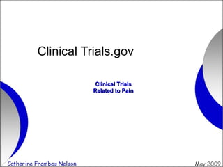 Clinical Trials.gov Clinical Trials Related to Pain 