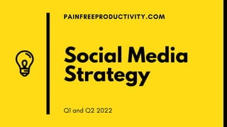 Social Media
Strategy
PAINFREEPRODUCTIVITY.COM
Q1 and Q2 2022
 